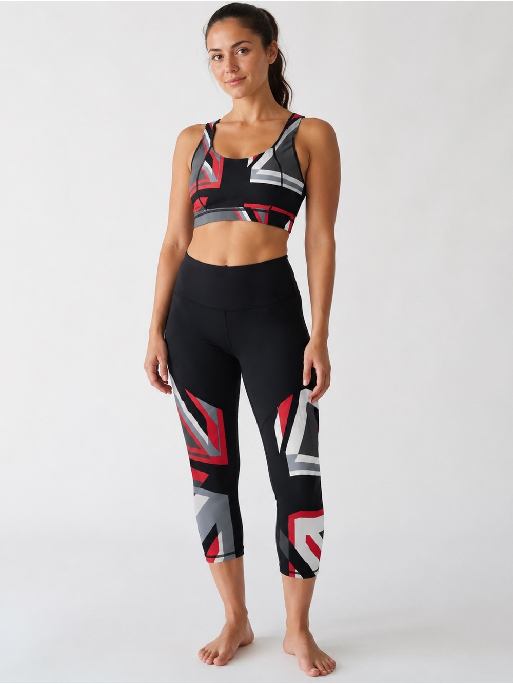 Sweaty Bettty Sports Bra & Leggings Set - Black, Red, Gray, White